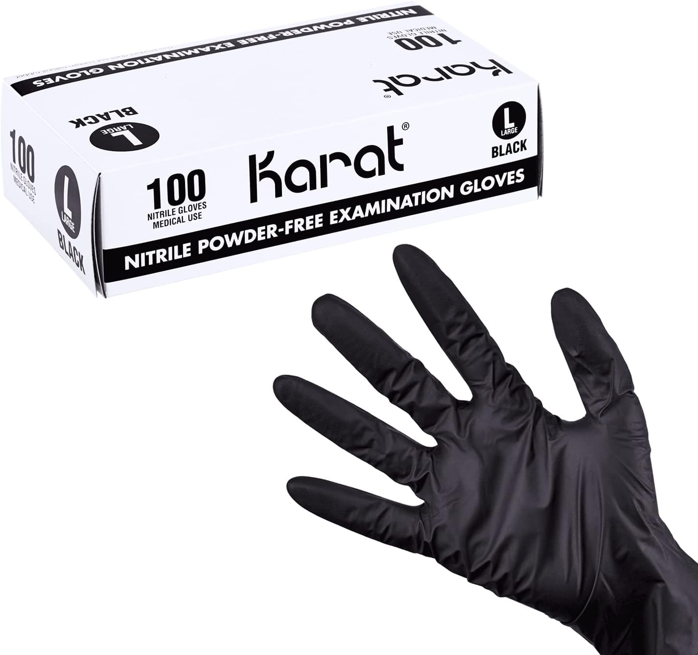 Karat Nitrile Powder-Free Gloves (Black) - Case of 1000 (Large)