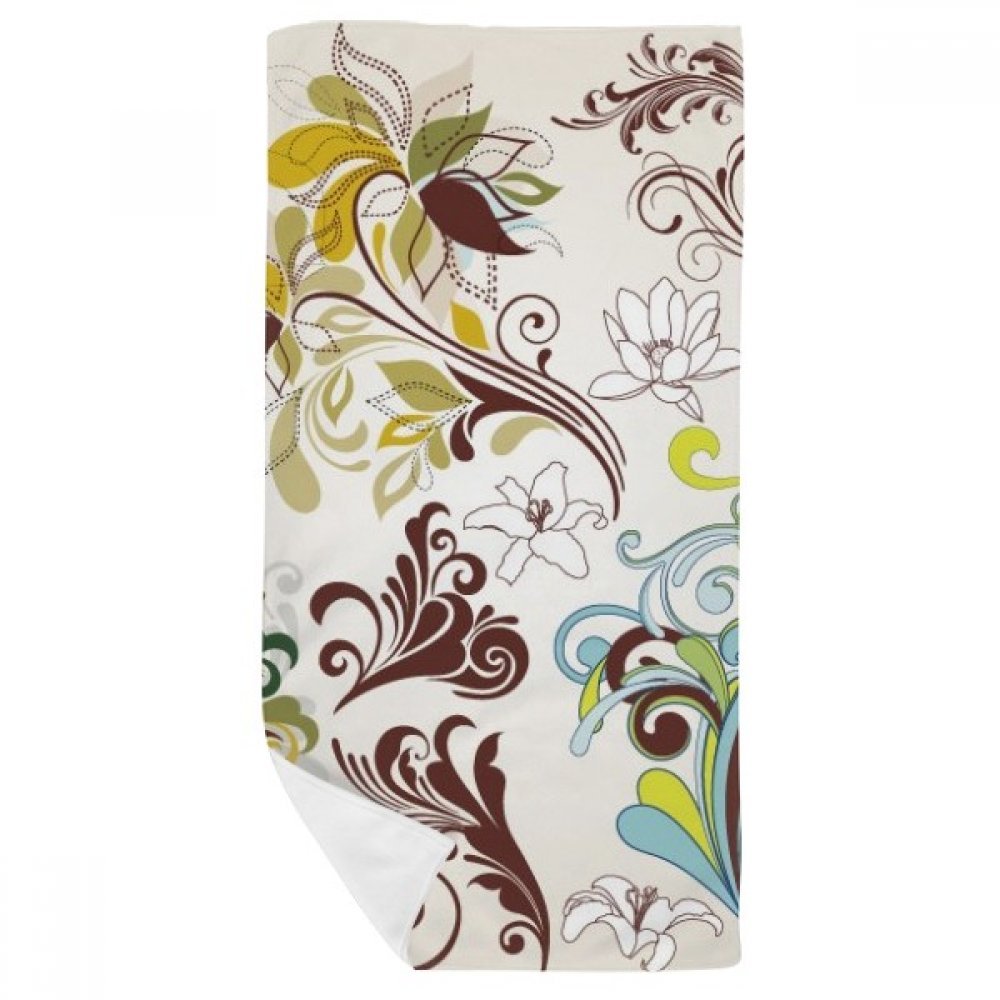 Serviette de bain plantes fleurs art coloré 35x70cm gant de toilette lavable