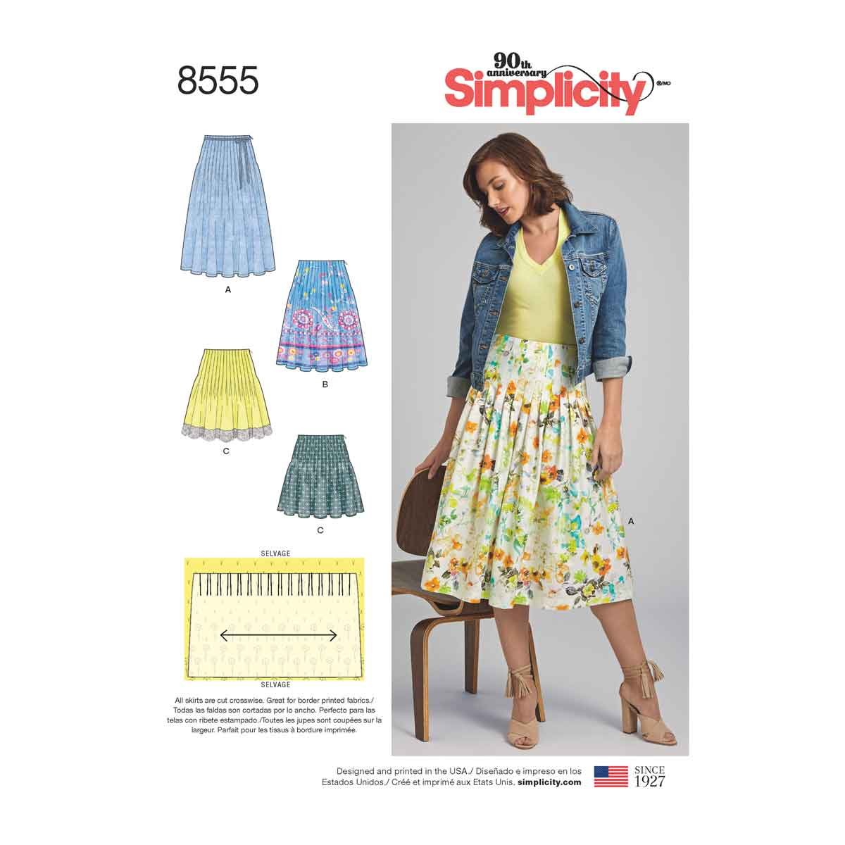 Jupes plissées patron Simplicity 8555 pour coudre un look élégant