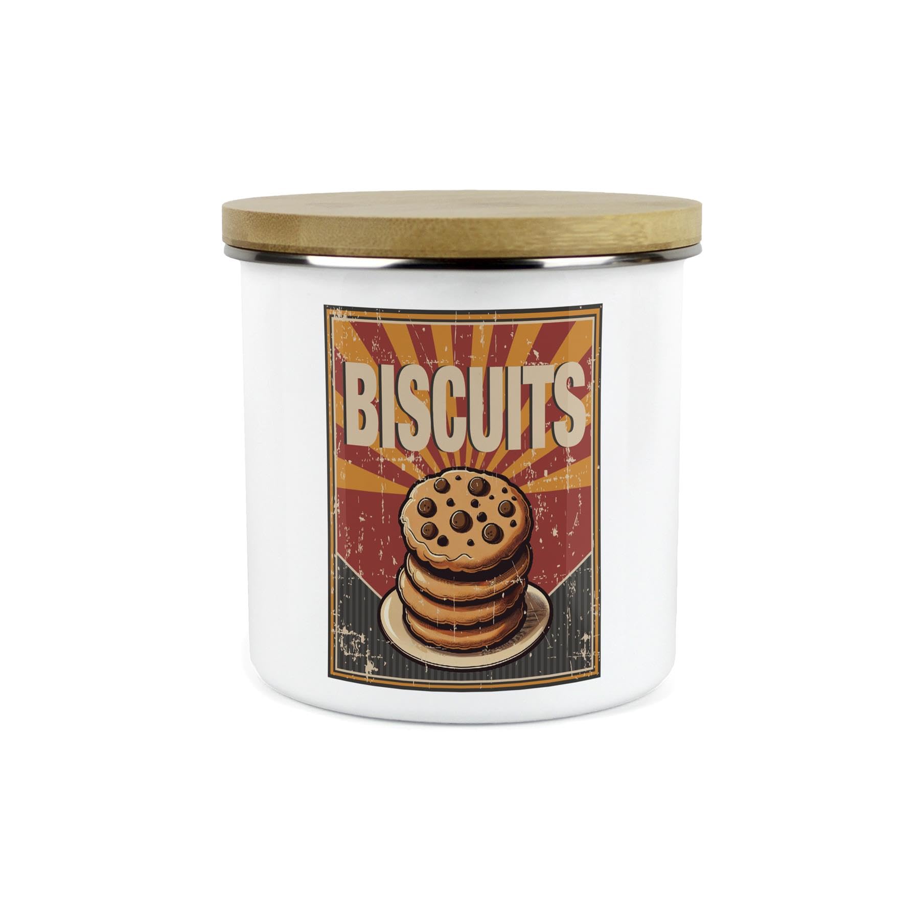 Purely Home Retro 1950s Style Small Biscuits Storage Canister - 1.2L Enamel Snacks/Food Storage Container