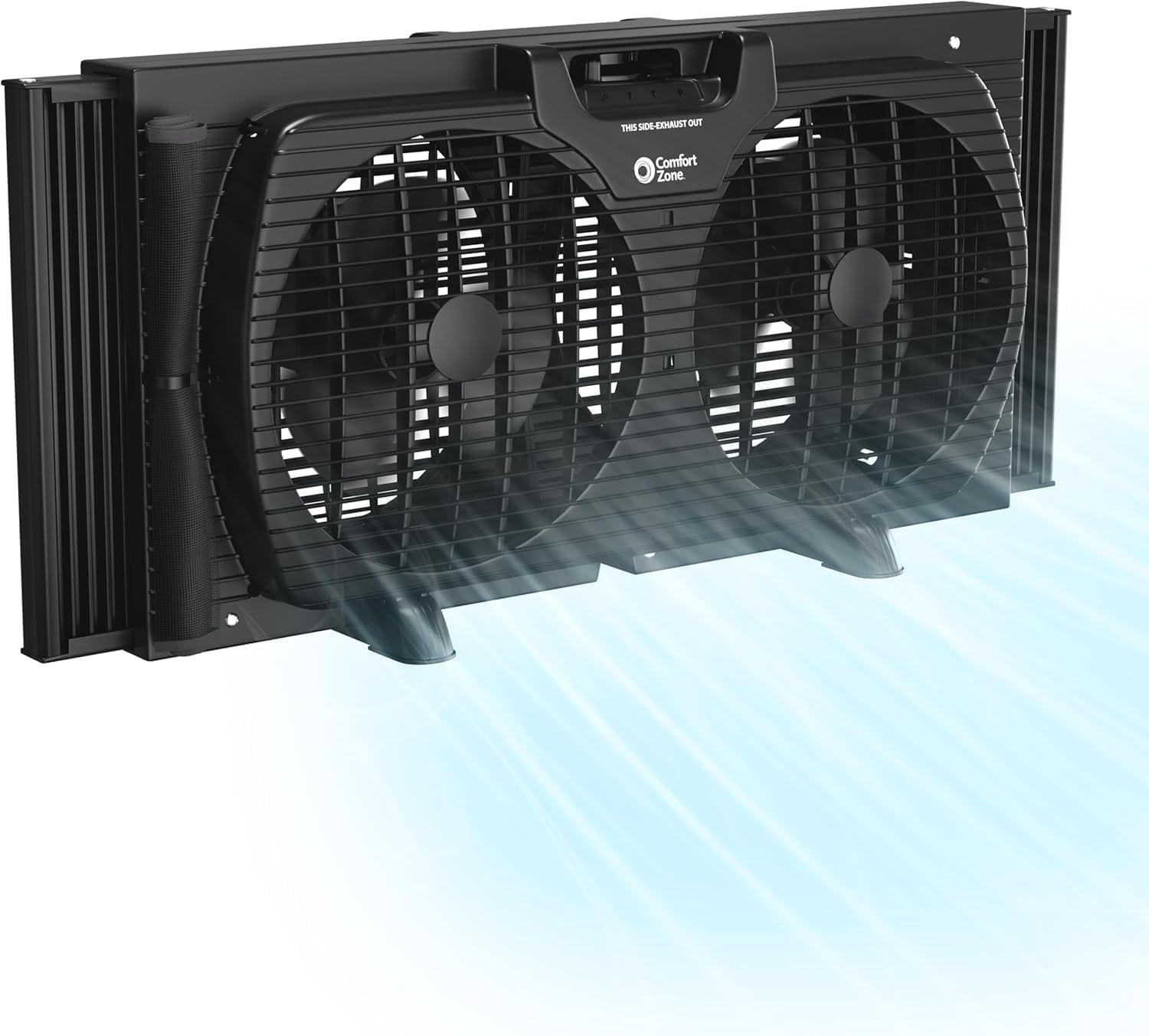 Window Fan for Bedroom, 9 inch 3 Speed Dual Fans with Auto-Locking Expanders, Window Exhaust Fan, Removeable Bug Screen, Black