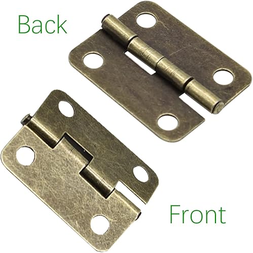 Miniatura 10 de 50 bisagras de bronce antiguo, bisagras retro a tope para bisagra de repuesto, joyero de madera decorativo (bisagras de mariposa de 1.181 x 0.984 in)