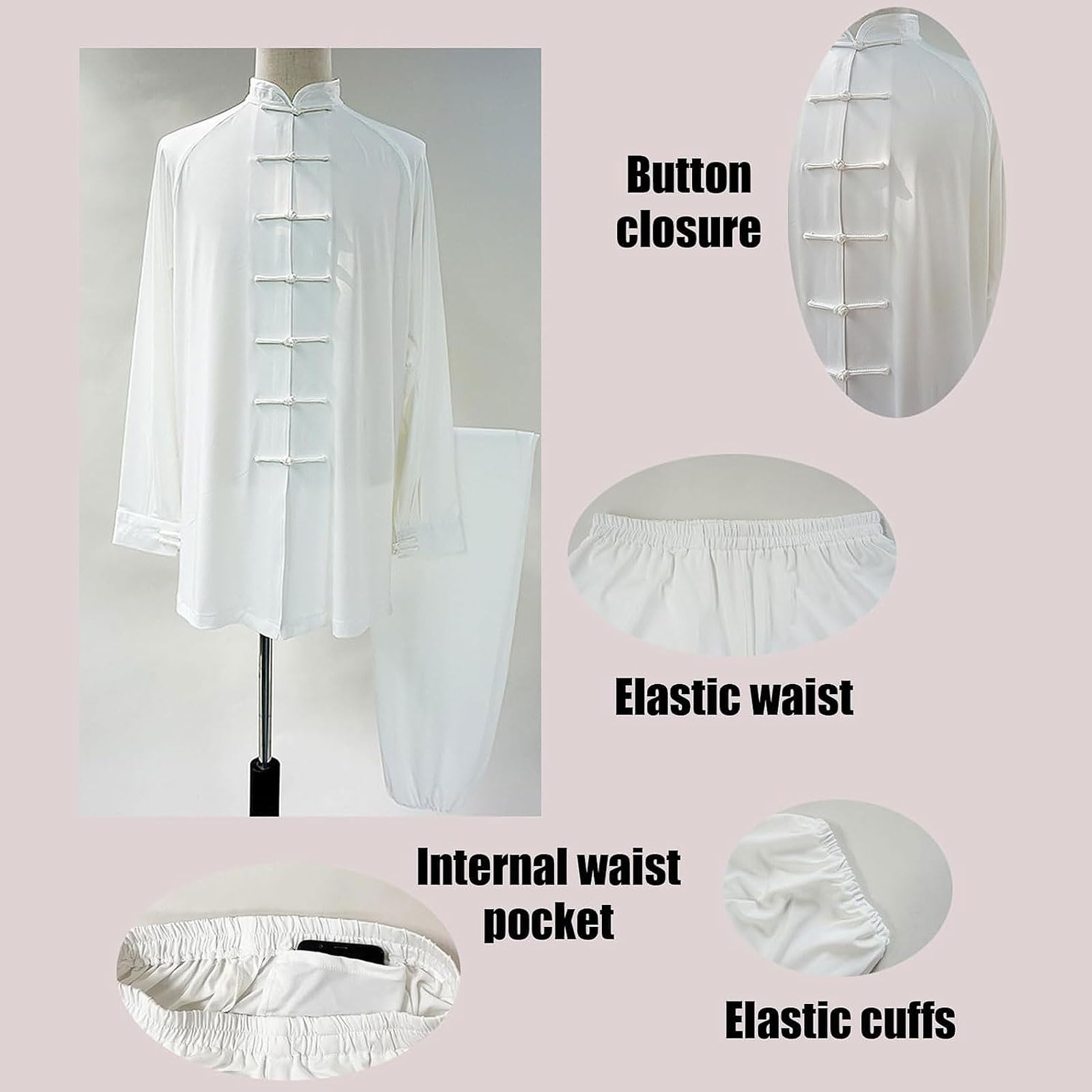 Uniforme de Tai Chi pour Femmes,Femme Homme Vêtements D’Arts Martiaux,Chinois Traditionnel Costume Tang Arts Martiaux,Tenues de Kung Fu,Fluide Et éLéGant,pour méditation Qigong Matinaux