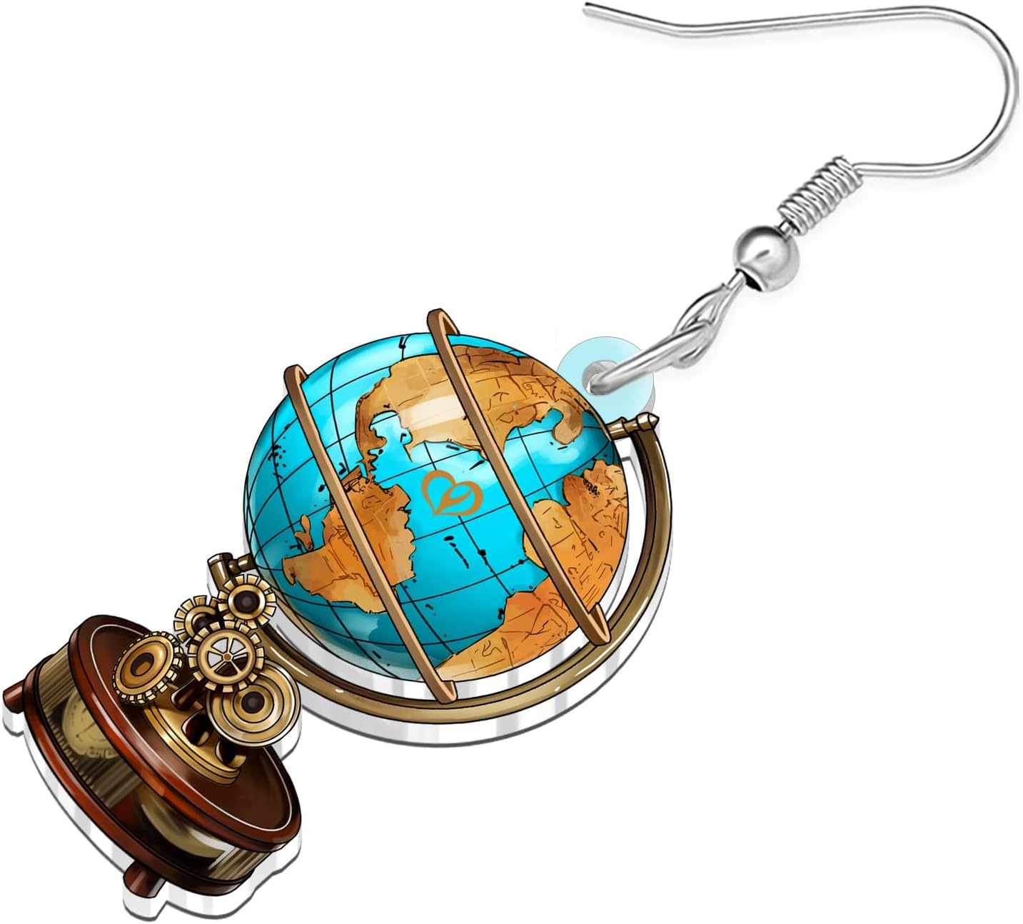 NEWEI Acrylic Colorful World Globe Dangle Earrings Teacher Appreciation Gifts for Women Vintage Book Stand Travel Geography Theme Student Jewelry for Back to School image 4