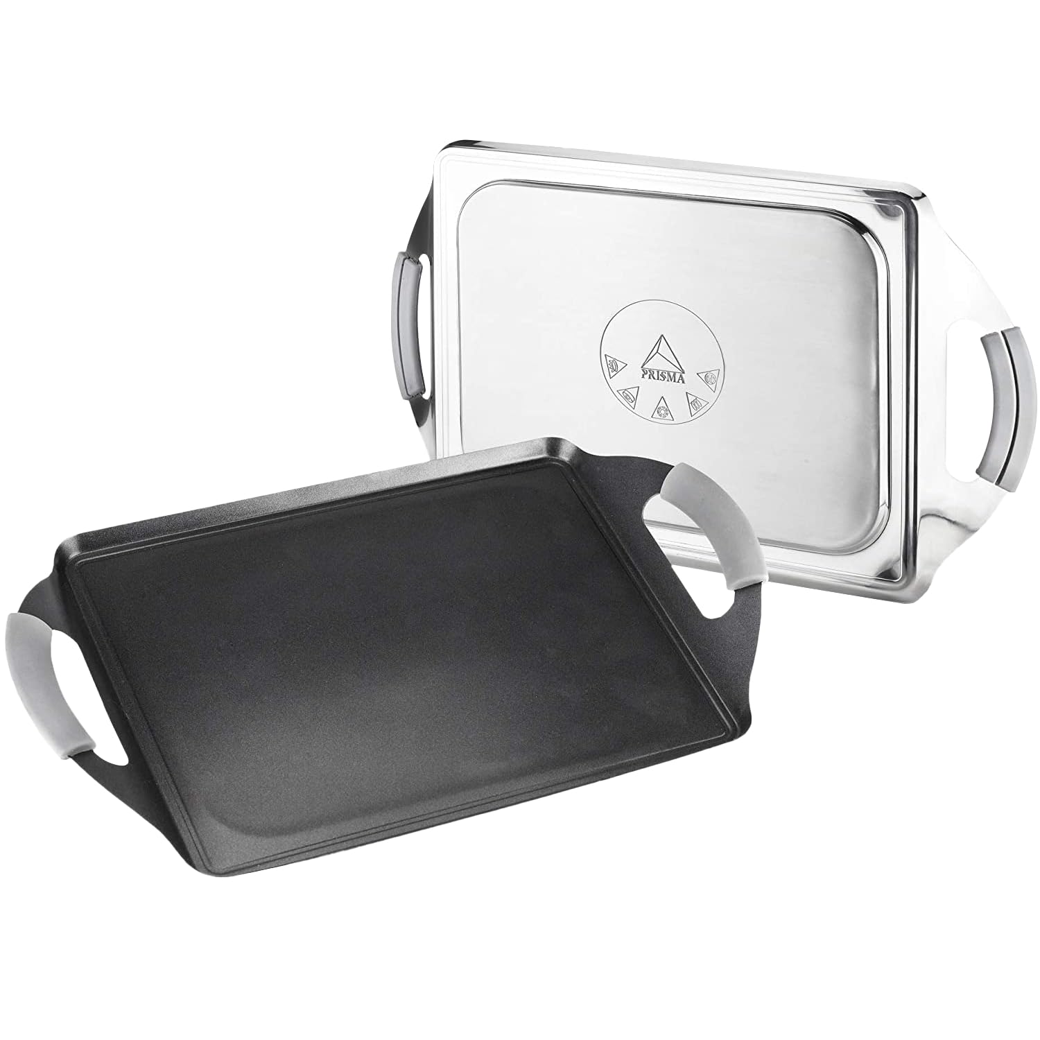 Alza Teppanyaki - Plancha Rectangular 47x21 cm, Acero Inoxidable 18/10, Antiadherente Tricapa Quantanium, Todas las Cocinas, Inducción, Horno
