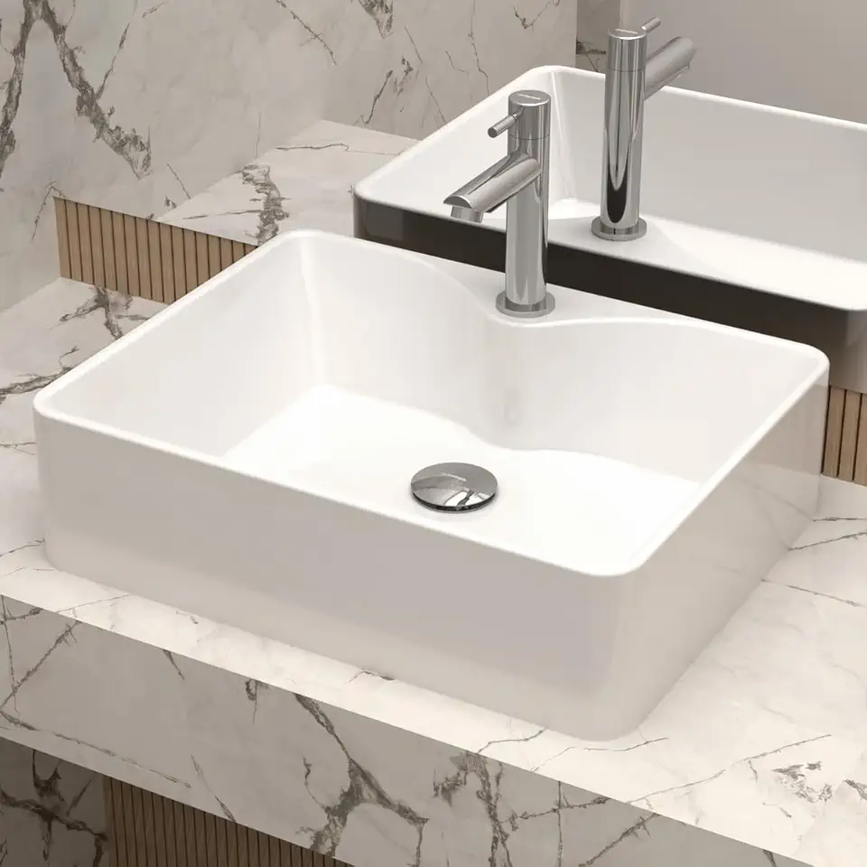 Cuba Pia de Apoio Sobrepor Retangular 48x37 Branca Banheiro Lavabo Beltempo BT-2317