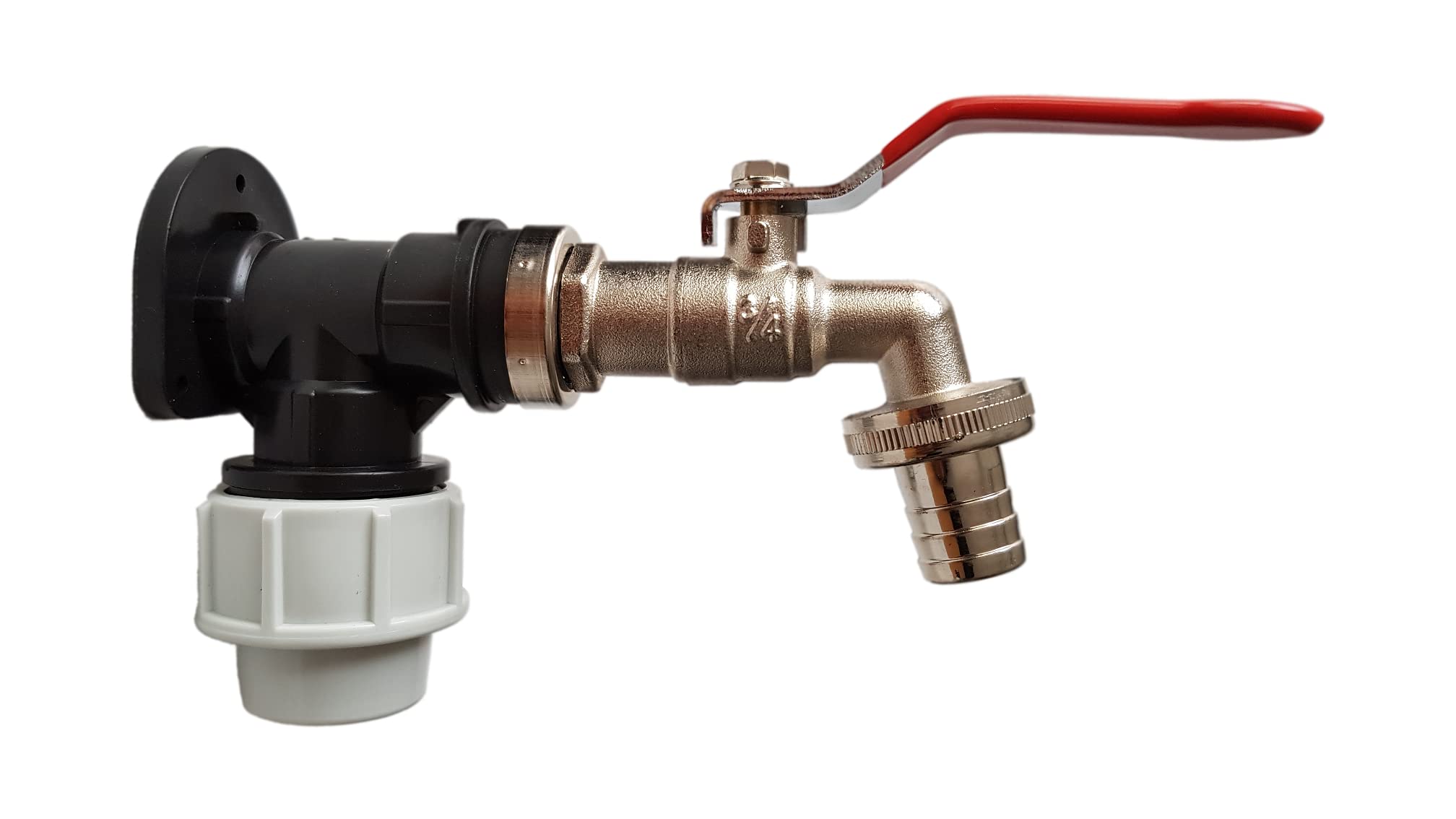Outdoor Gardening Water tap,25mm mdpe Compression Wall/Back Plate + Lever tap with Barb