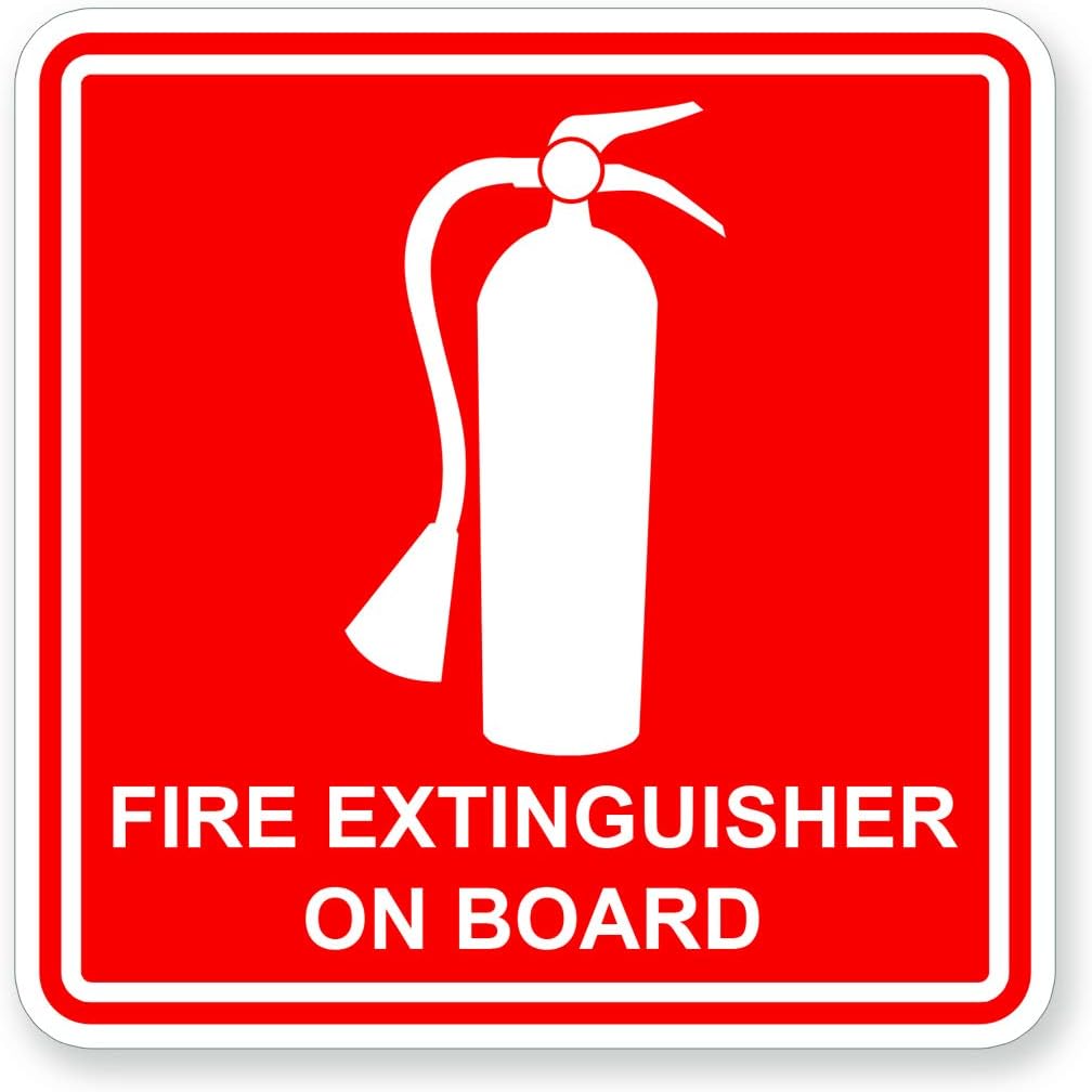 Fire Extinguisher On Board Sticker for Boat RV Camper Truck Semi Auto Vehicle Die Cut Vinyl Decals Safe Safety