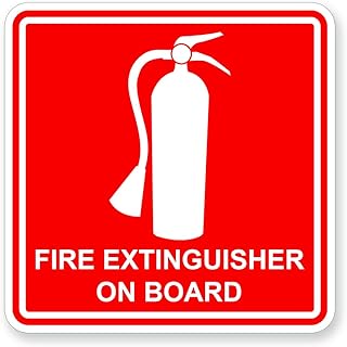 Fire Extinguisher On Board Sticker for Boat RV Camper Truck Semi Auto Vehicle Die Cut Vinyl Decals Safe Safety