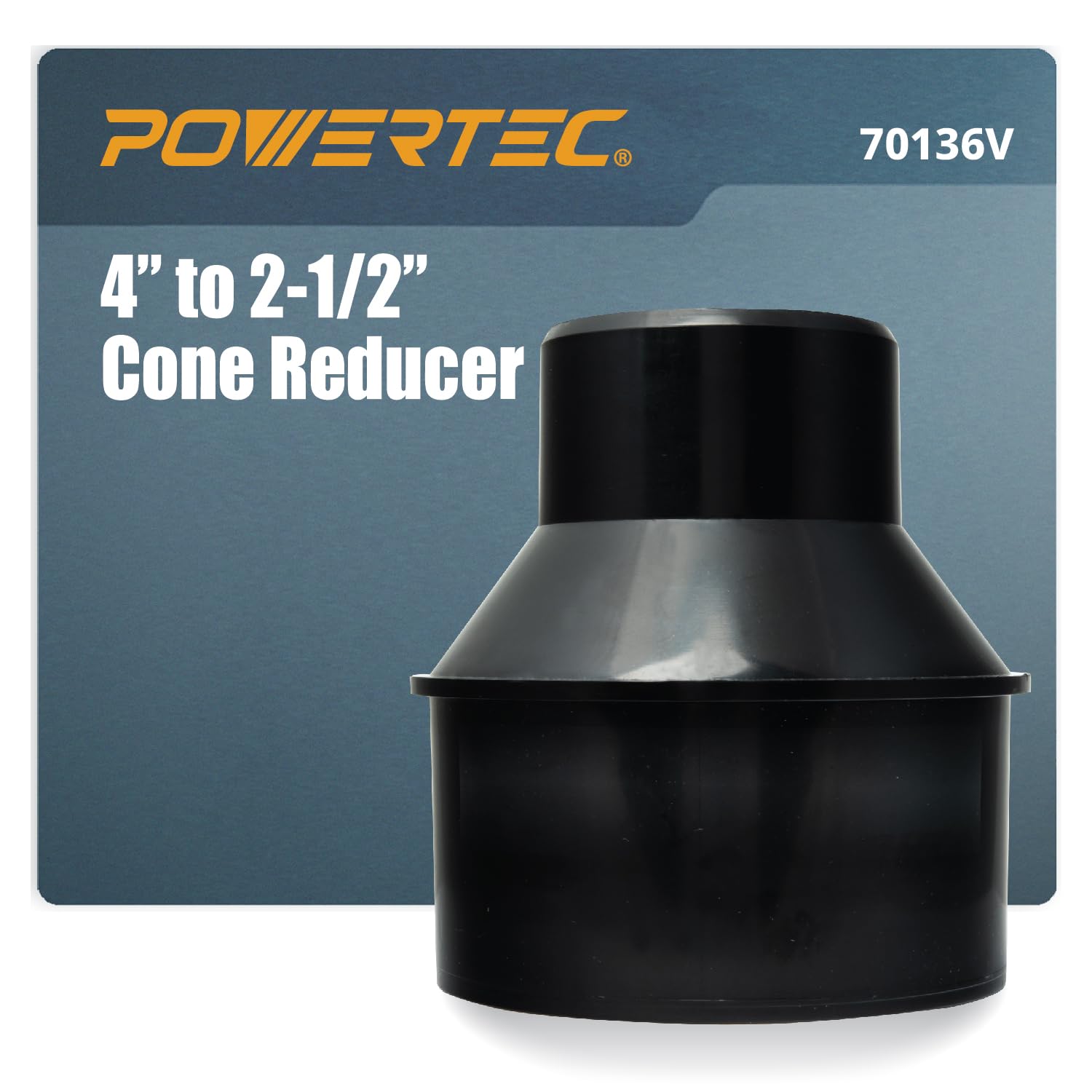 POWERTEC 70136V Manguera de 4 pulgadas a 2-1/2 pulgadas reductor de cono de manguera, accesorios de recogida de polvo para manguera de recogida de polvo, manguera de ventilación de secadora y conexión