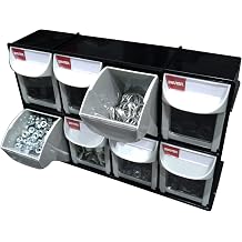 SHUTER Tilt out bin, Storage Container w/8 Drawers, Cabinet for Hardware Parts Craft, Small Parts Storage Organiser, Wall-mounted, Black FO-308-BK