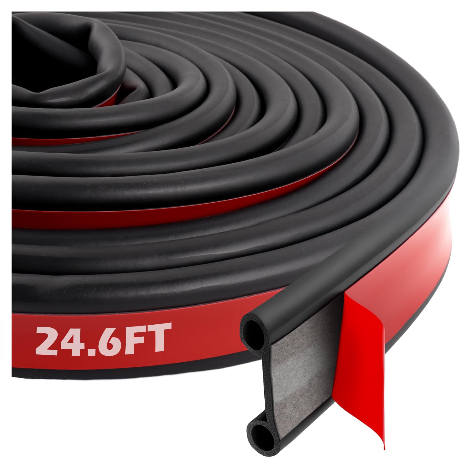 Photo 1 of 24.6Ft 2 Hole Tailgate Seal,Rubber Tonneau Cover Seal Strip for Enhanced Sealing & Noise Reduction,Self Adhesive Truck Bed Weather Stripping for Trucks Campers Pickups
