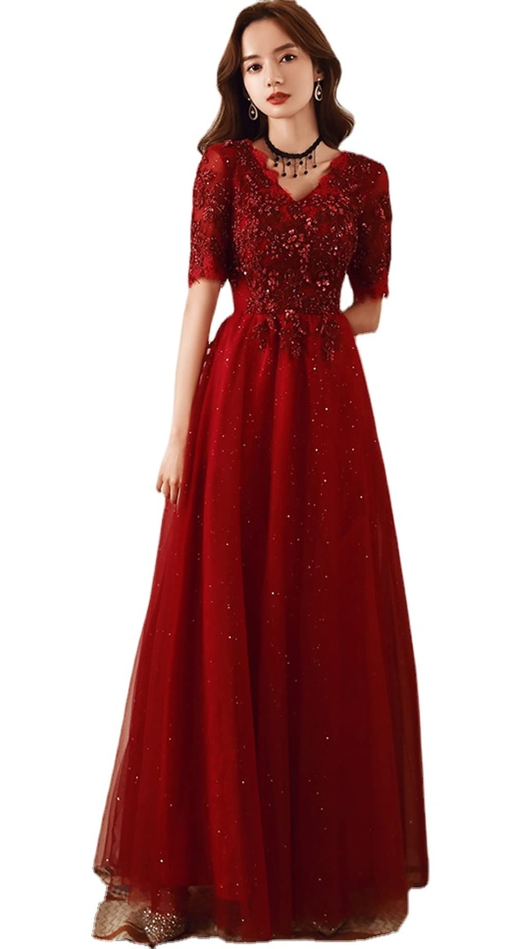 Amazon.co.jp: ドレス 大人 ピアノ 発表会 ワインレッド 妊婦  