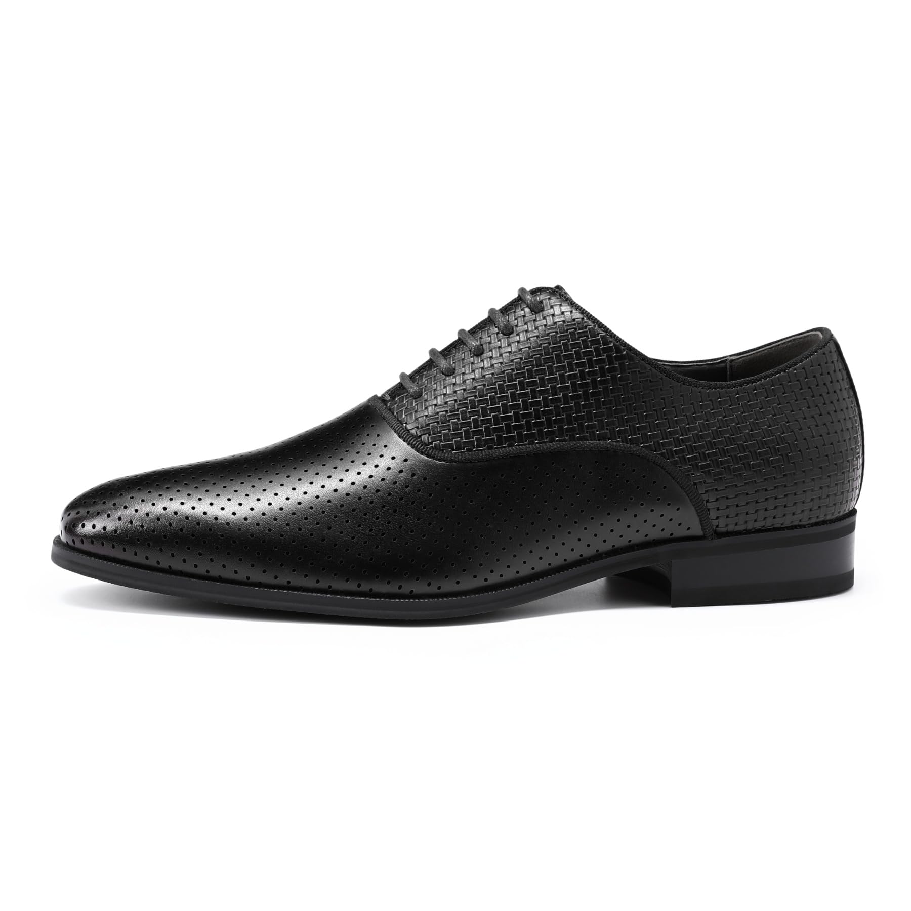 YFFUSHI Zapatos de Cordones para Hombre Oxford Perforados y Transpirables en PU Tejido Trabajo Traje Boda