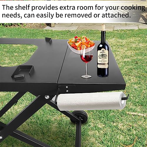 BSARTE METAL Collapsible Grill Stand Fits Ninja Outdoor XSKSTAND for Woodfire OG701 OG751 (OG700 Series) Grills with Side Shelf, Tissue Holder, Side Handle, Heavy Duty Steel Foldable Stand - Thumbnail 6