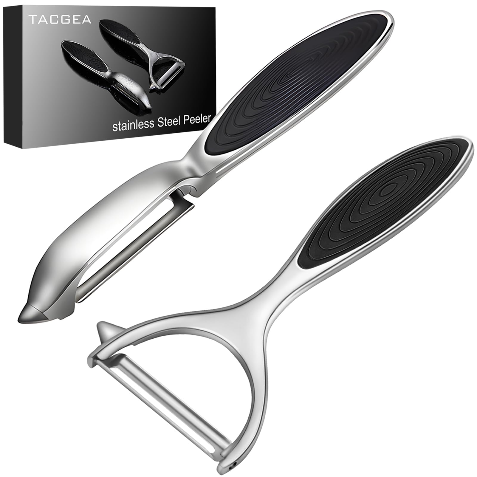 TACGEA Vegetable Peeler for Kitchen, Potato Peelers for Fruit Straight Blade, Durable Non-Slip Handle, Set of 2