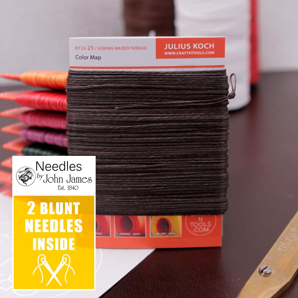 Ritza Tiger ThreadBrown 0.8mm 25 for Leather Craft | Waxed | Ritza 25 | Waxed Polyester | Saddlers