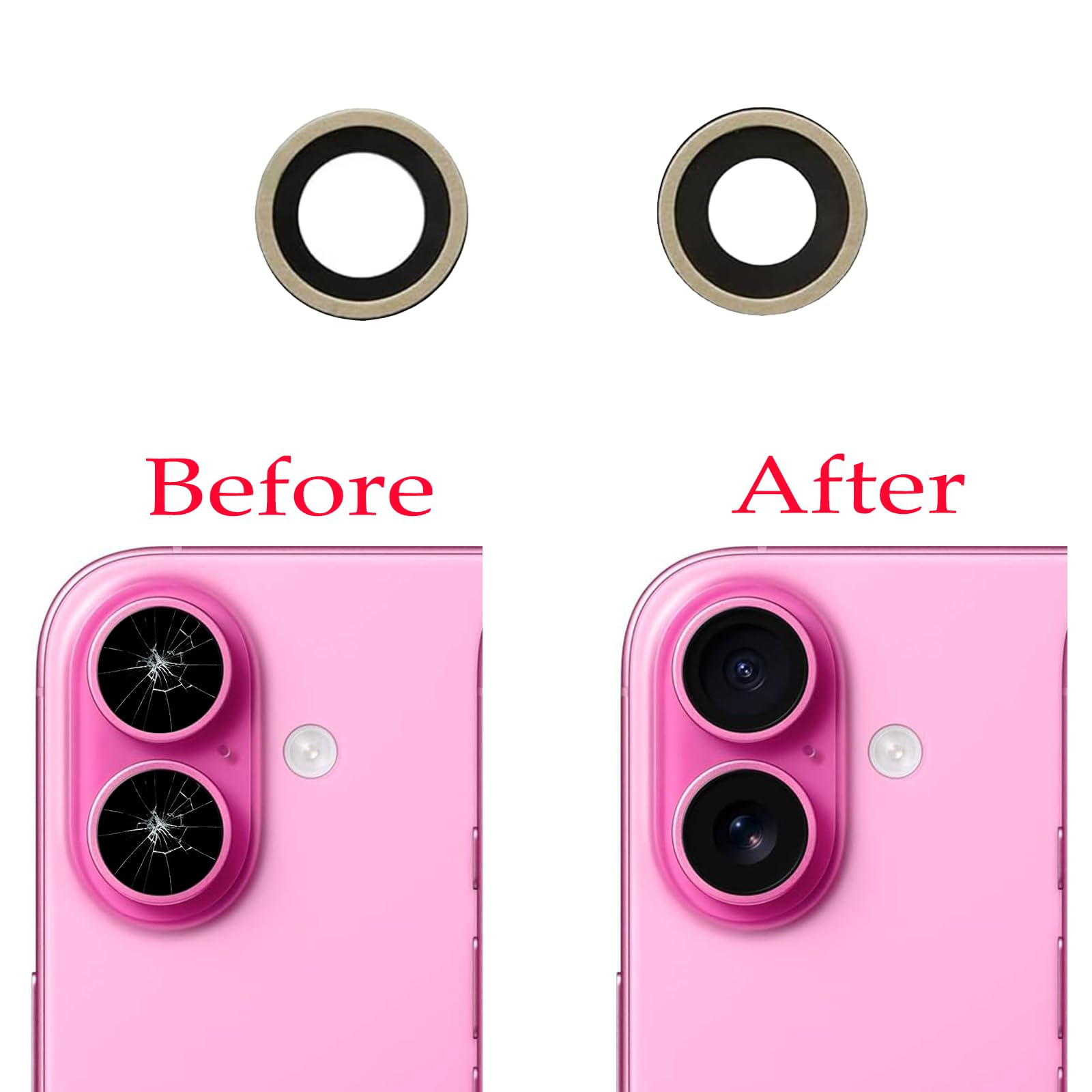 Kit Di Ricambio Lente In Vetro Per Fotocamera Posteriore Di IPhone 16 Pro E 16 Pro Max, Con Adesivo Preinstallato E Strumenti Di Riparazione