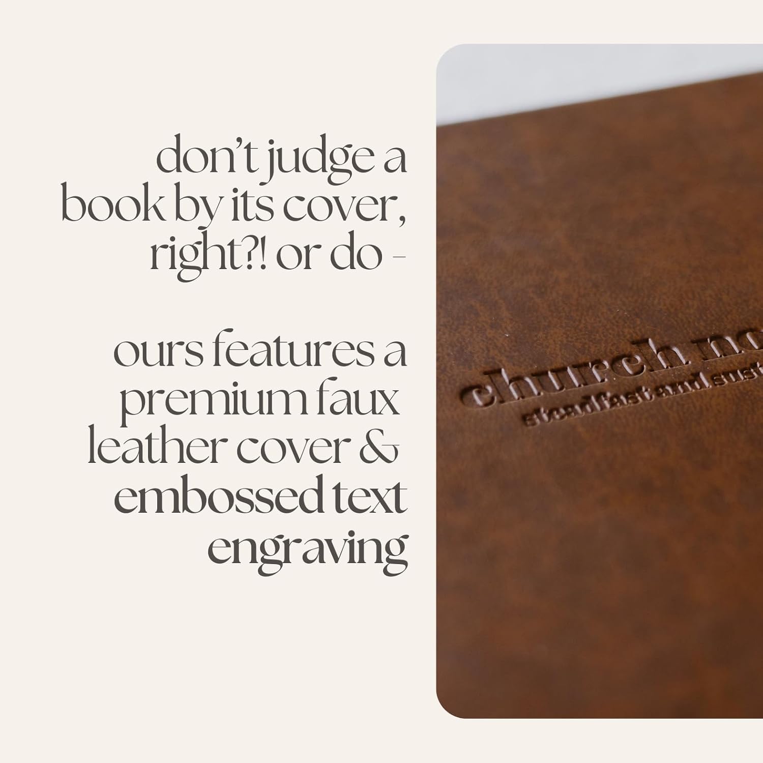 Steadfast & Sustained Church Notes Journal - Organize & Apply Your Sermon Notes - Write Key Points, Bible Verses, Notes, & Application - Aesthetic Christian Sermon Notebook (Brown Faux Leather, Gold)