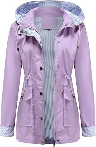 MODFUL Chaquetas ligeras para mujer, chaqueta impermeable para lluvia, rompevientos, gabardinas al aire libre con capucha