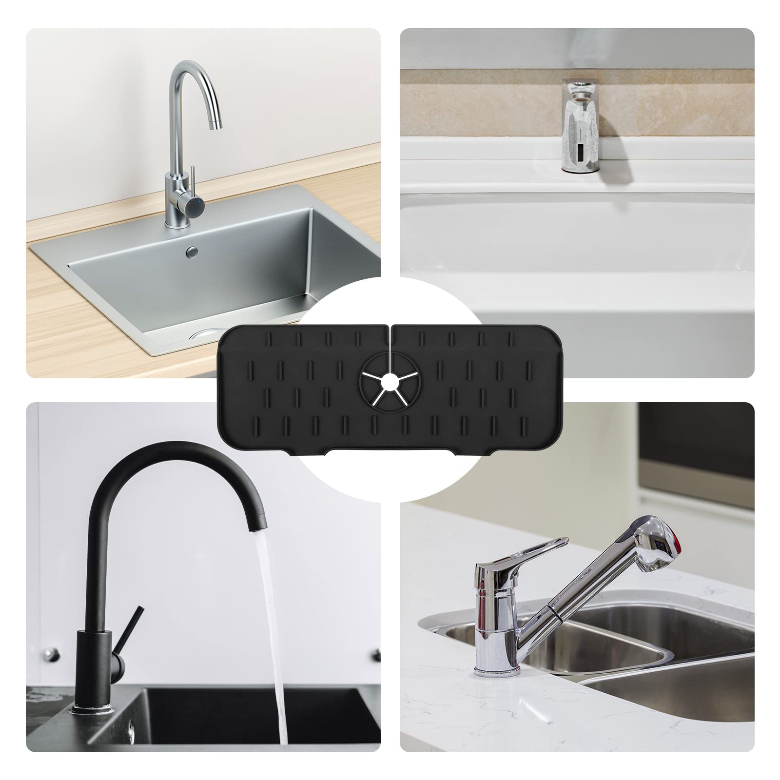 2 Tapis De Robinet En Silicone - Protection Anti-éclaboussures Pour évier De Cuisine Et Salle De Bain