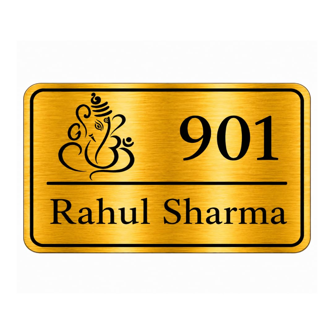 Customized Acrylic Name Plate | Personalized House Number Sign for Home & Office | Premium Golden Brushed Finish | Modern, Weatherproof(Self-Adhesive) | Flat/Apartment/Hotel Door Sign (7 x 4.5 Inches)(Golden) — Amazon image 9