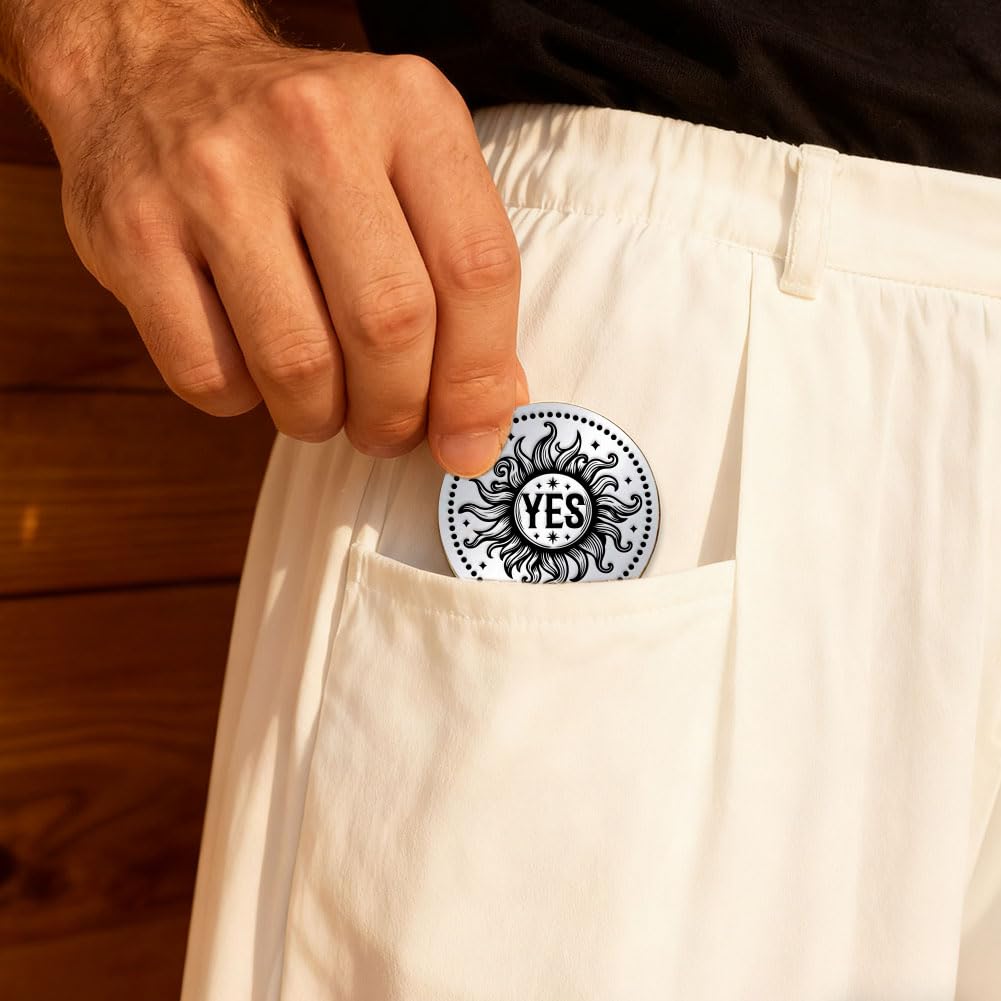 Moneda De Decisión Sí/No Con Diseño De Gato – 2 Piezas De Acero Inoxidable De 30 Mm, Regalo Divertido Para Tomar Decisiones, Ideal Para Coleccionistas Y Amigos, Incluye Caja De Papel