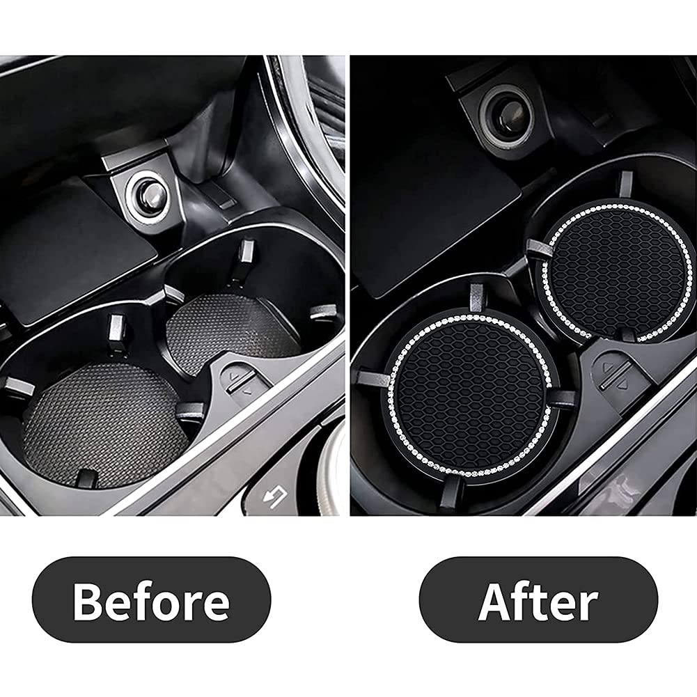 Sottobicchieri per Auto, 2 Pezzi Sottobicchieri per Auto Asudaro Sottobicchieri per Auto con Strass Bling Sottobicchieri per Auto 7 cm X 7 cm per La Maggior Parte Degli Interni Delle Auto