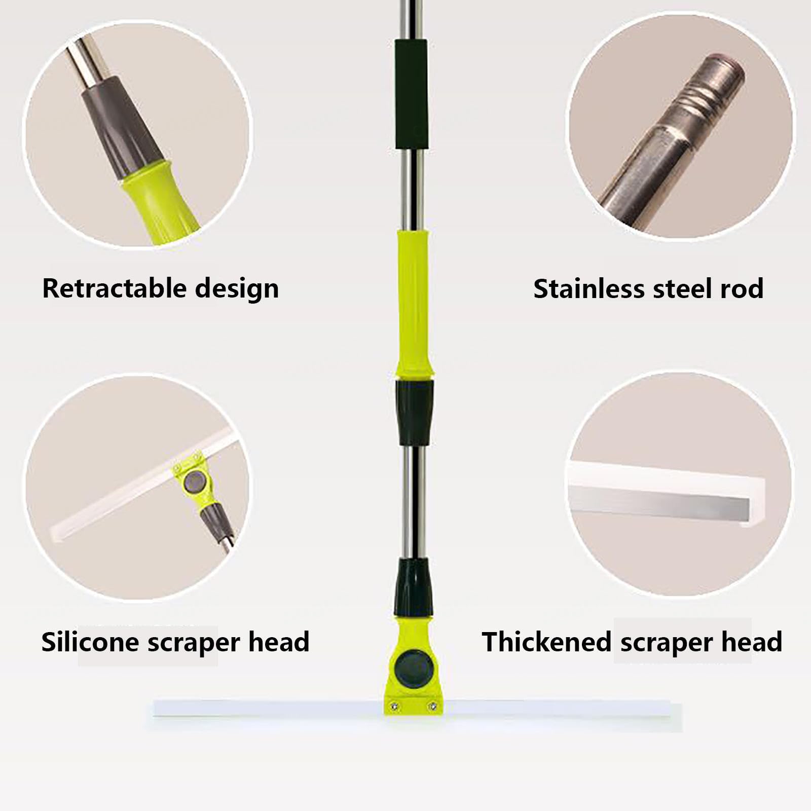 Escoba De Goma para Pelo De Mascota, con Mango De 130 Cm De Largo Escoba De Goma para Suelos, Magic Broom Sweeper para Piso De Concreto,Azulejo De Baño,Small:35×130cm