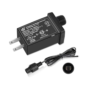 Class 2 Power Supply Adapter with 10ft Extension Cord | 12V 12W 1A IP44 Waterproof, Low Voltage Transformer, UL Listed, For Christmas Inflatables, LED Strip Lights, Yard Decor