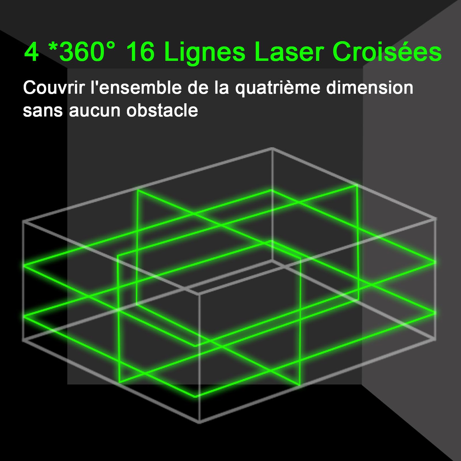 Geevorks Livella Laser 16 Linee 4 x360° Livella Laser Autolivellante Linee Laser Verde Livello con Autolivellante IP54 2xBatterie Ricaricabili, con Treppiede,Staffa a Parete, Telecomadon - Verde.
