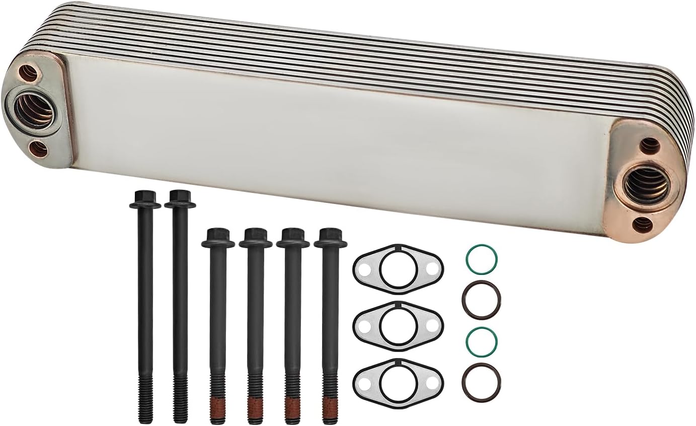 4059460 Engine Oil Cooler Kit Compatible with Cummins ISX15 QSX15 X15 Engines Oil Cooler with Gasket Sealing Washer and Screw Replace# 4059252 4965870 4089583 3680595