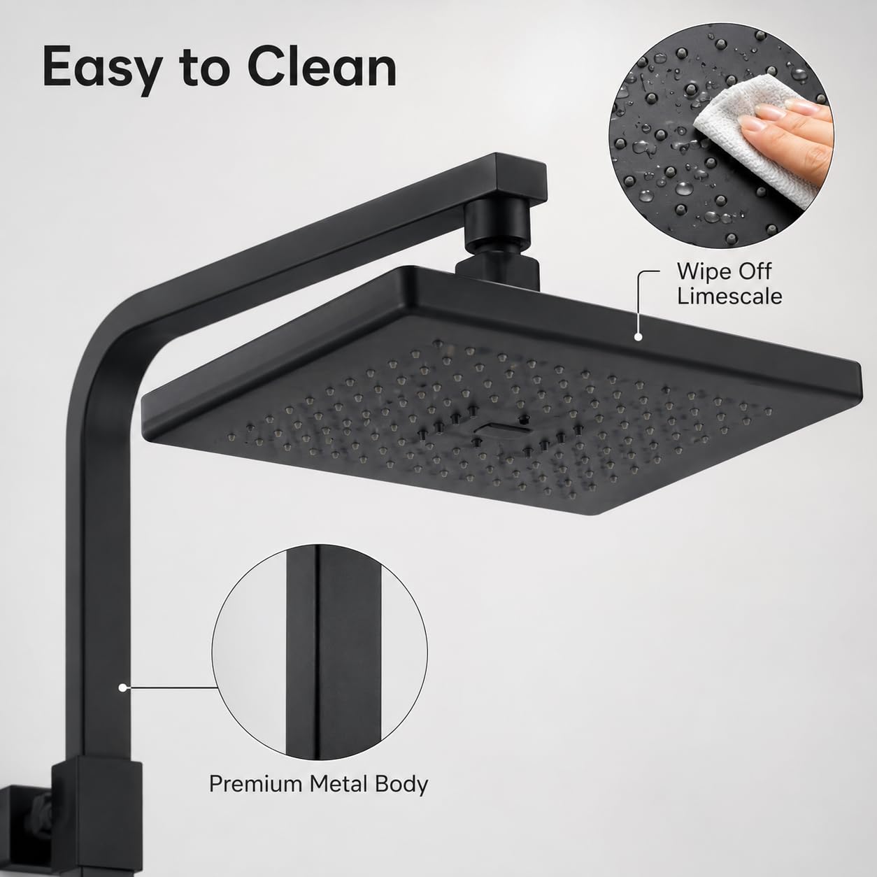 Columna de ducha termostática negra, conjunto de ducha de lluvia con mezclador termostático, ducha de mano y barra ajustable, sistema de ducha de pared para cuarto de baño hotel