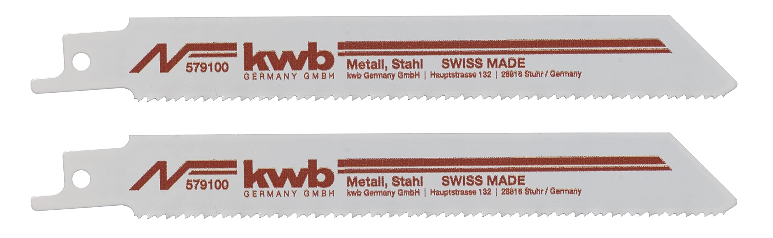 kwb Säbelsägeblätter zur Metallbearbeitung, Bi-Metall, hochelastisch, gefräste und geschränkte Zähne, durchgehärtetes Blatt, 2 Stück