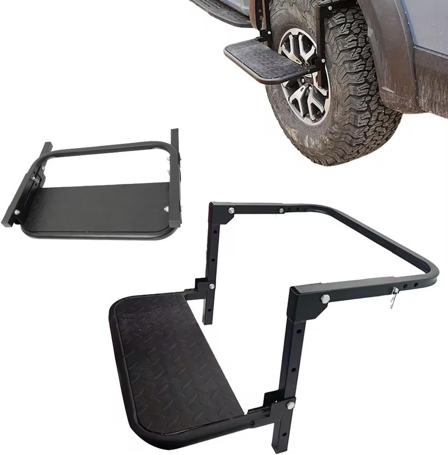 Car Tire Step for Jeep Cherokee 2014–2023 Adjustable Foldable Tire Ladder Step Anti-Slip Wheel Step Roof Access Portable Tire Mounted Step Pedal