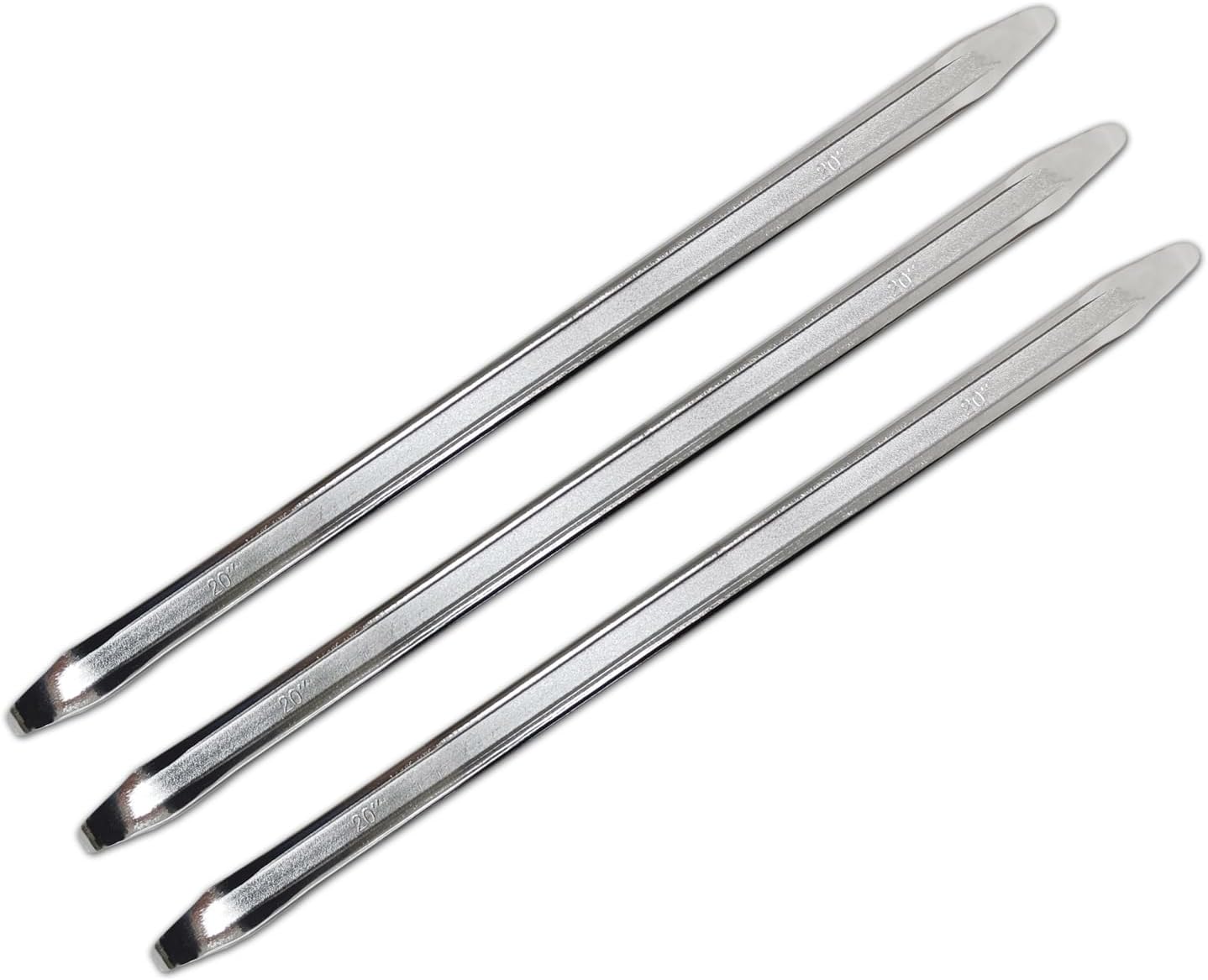 3-Piece 24-Inch Tire Iron Spoon Set - Heavy-Duty Steel Tire Pry Bar Kit with Zinc Coating, Bead Lifting Tool for Motorcycle, Car, and Vehicle Tire Maintenance