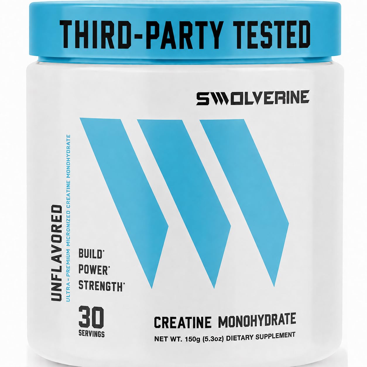 Swolverine Creatine Monohydrate Powder - 5g Micronized Creatine, Third-Party Tested, Single-Ingredient, Supports Muscle Strength, Power, Recovery & High-Intensity Performance, 30 Servings, Unflavored 5.3 Ounce (Pack of 1)