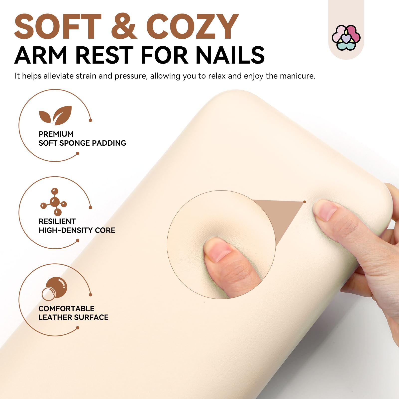 Saviland Bracciolo per unghie in pelle per manicure, poggia mano marrone per nail art con cuscino antiscivolo per unghie protettivo tappetino per unghie forniture per unghie manicure salone
