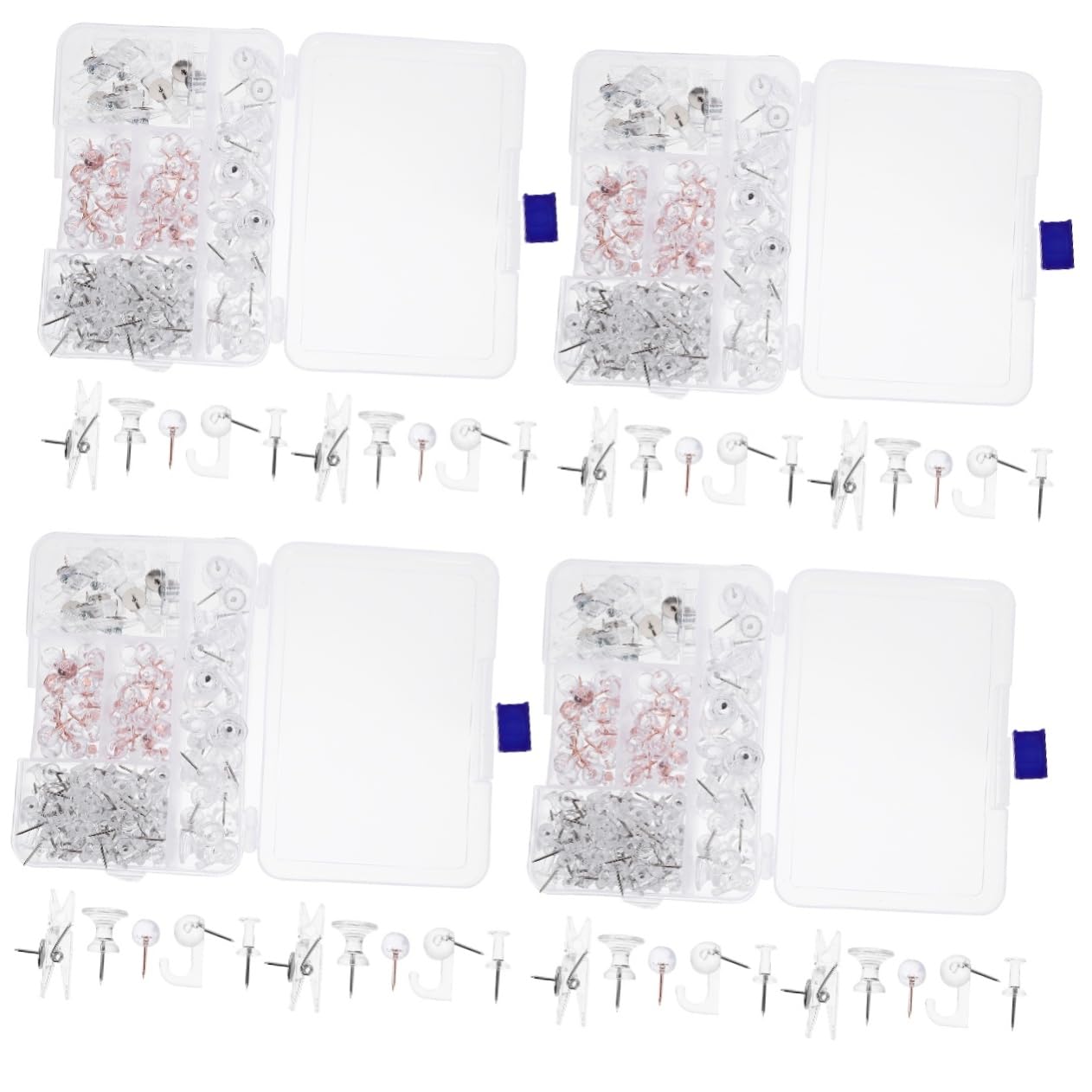 Angoily 4 Boîtes Punaises Multi Fonctionnelles pour Tableau Liège Épingles Décoratives Pratiques pour Affichage de Photos et Cartes Accessoire de Faciles à Utiliser et Résistantes