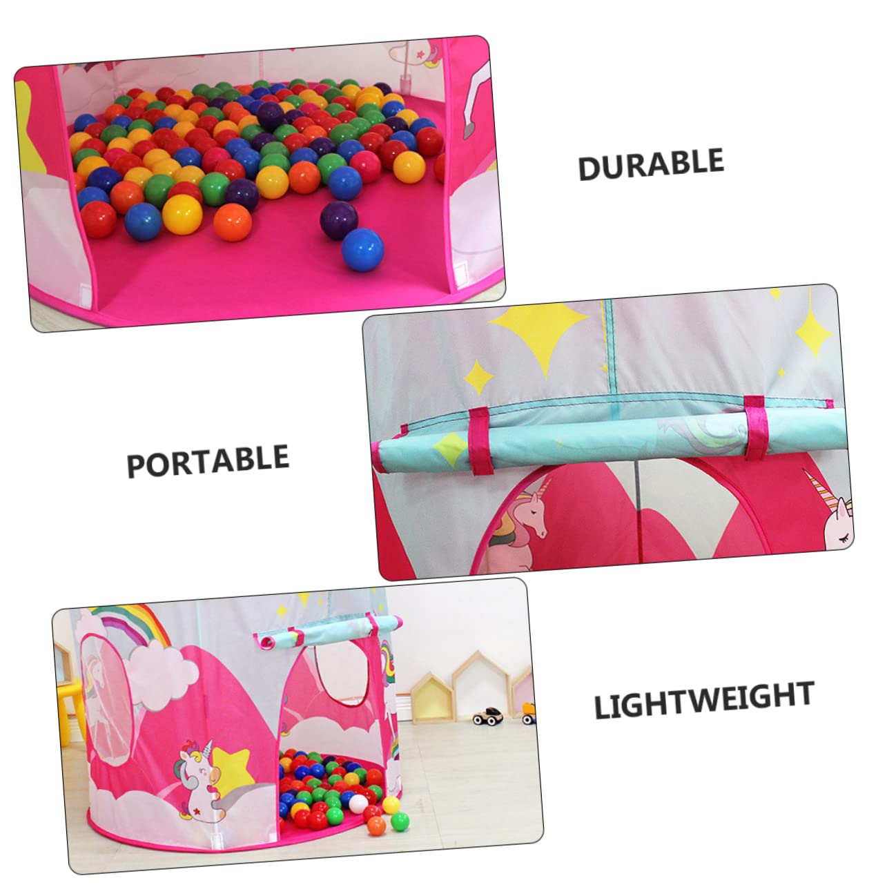 GALPADA Casetta da Gioco per Bambini con Porta Avvolgibile, Casetta Rosa Finestre in Materiale Ecocompatibile, Leggera e Compatta, per Cameretta e Giochi Interni