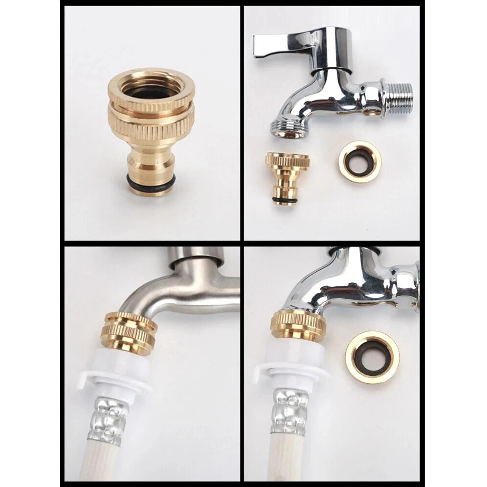 Conectores De Manguera Flexibles De LatóN 1/2/5 Uds Manguera de jardín latón Accesorios conexión rápida 1/2 Pulgadas 3/4 Adaptador Grifo Universal para Manguera(Typ-M,5pcs)