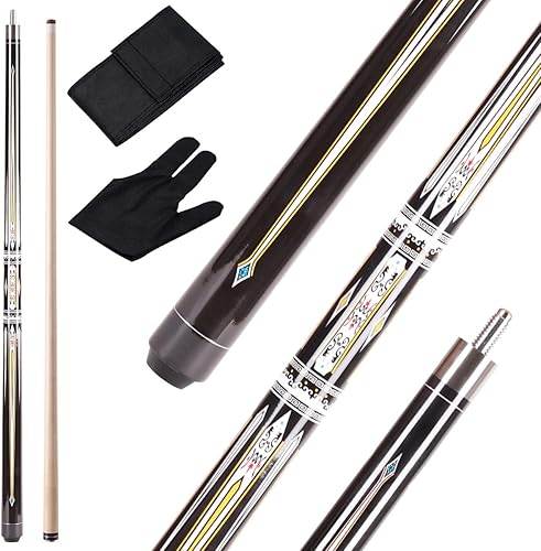 Miniatura 2 de Juego de palos de billar profesionales de 58" - Mango de arce canadiense con envoltura de lino irlandés, punta de cuero de 13 mm, junta de latón