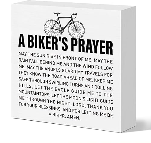 "Bikers Prayer" Wooden Desk Sign - Cycling Gifts For Him