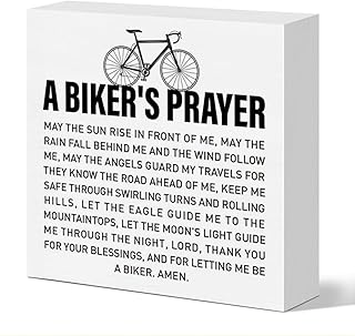 Biker Gift For Men Women, Cycling Gift for Him Men Cyclists Bike Lovers Rider Christmas Birthday Gift Biker Garage Desk Table Decor Wooden Sign, Bikers Prayer May The Angels Guard My Travels