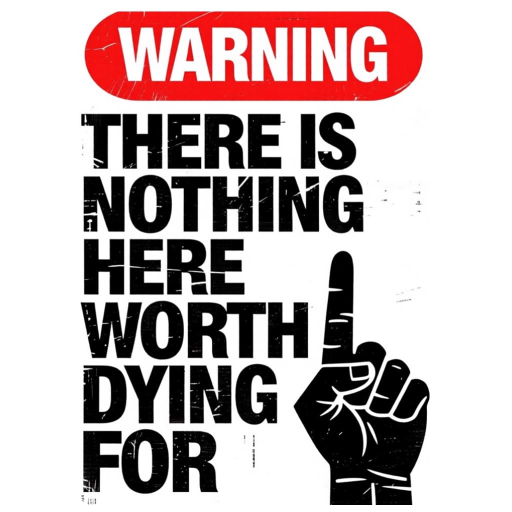 Nothing Here Worth Dying For Tin Sign, 8x12 Inch Decor