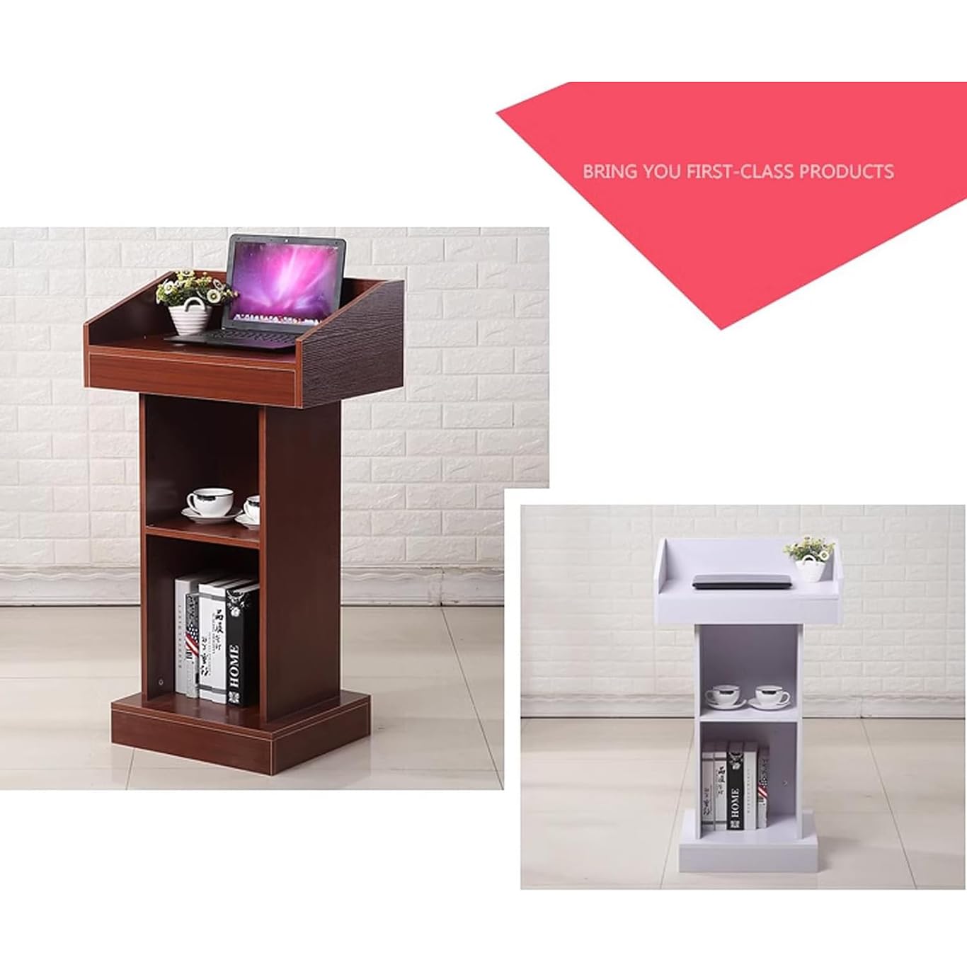 Church Church Podium – Podium de formation des enseignants – Table de réception pour réception de réception, consultant en stationnement, accueil pour restaurant, mariage, noir (teck)