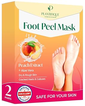 Plantifique Fußmaske - Hornhaut Socken - 2 Paar Pfirsich Fussmaske Hornhautentferner Socken - Hornhaut entfernen fuß - Foot Peel Mask Fußpeeling - Fußpflege Geschenke