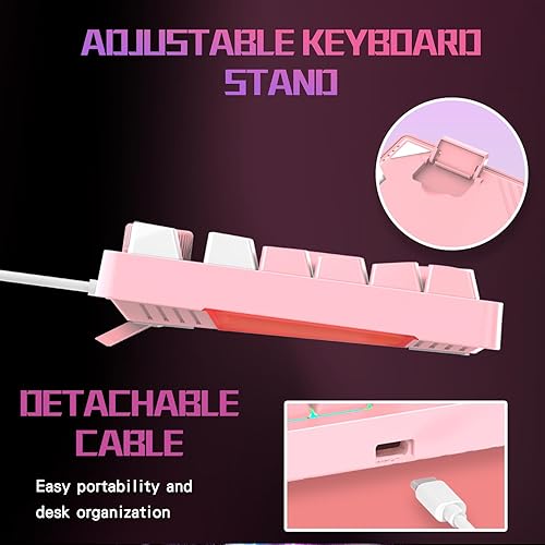 Miniatura 8 de HKM-95 - Teclado mecánico con cable para juegos, retroiluminado RGB de tamaño completo con perilla de control de medios, interruptores Outemu, USB
