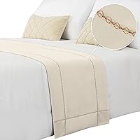 Vista 1 de Camino de cama de 102.4 x 19.7 in para cama King, mantas para pie de cama, color beige, camino de cama, bufandas para dormitorio, hotel, sala