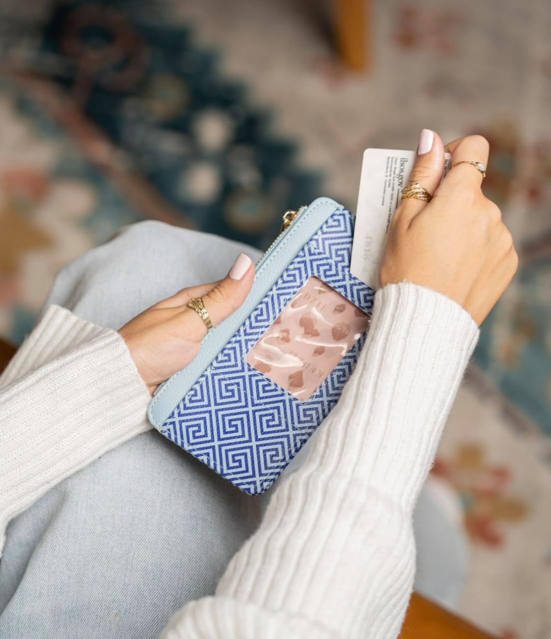 KEDZIE Essentials Only Women's Zippered Wallet in Vegan Leather Small Card Holder Wallet Exterior ID Window - Coral - Image 7